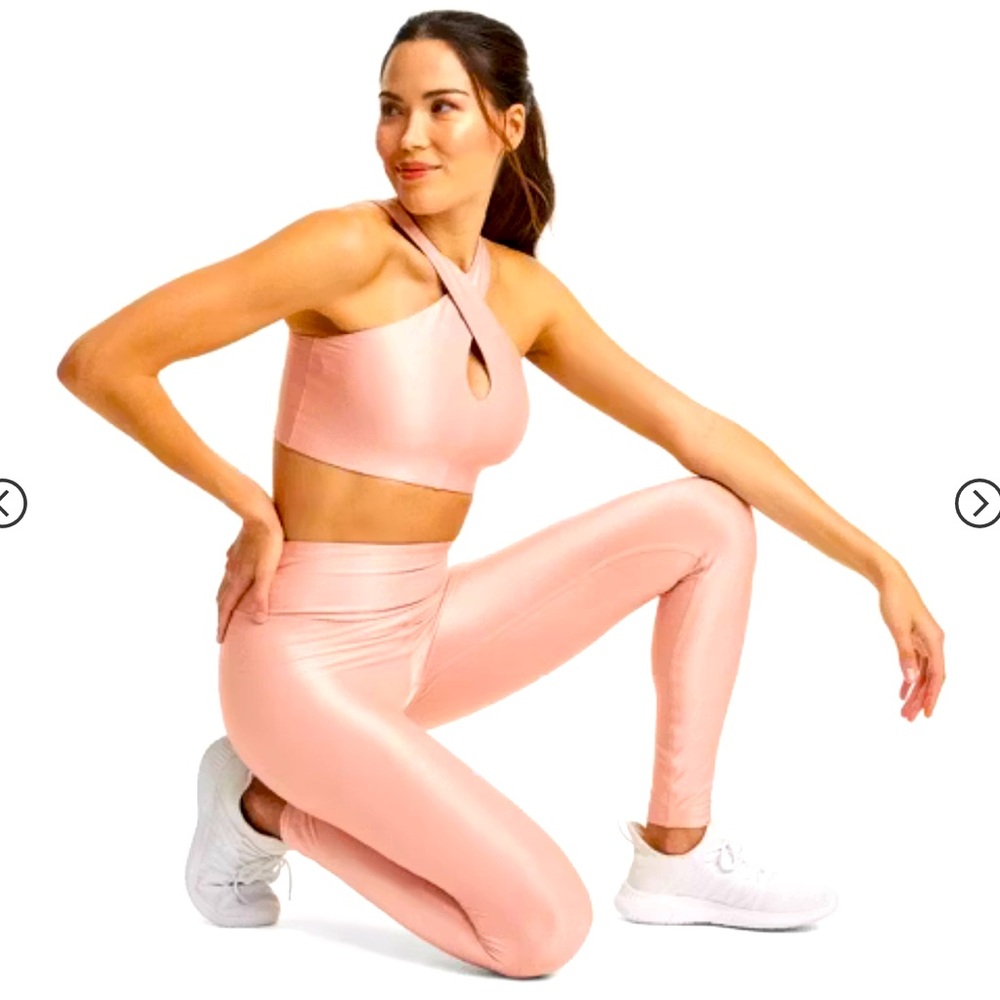 Women's High-Rise Shine Ribbed Leggings - All In Motion color :  light mauve XS